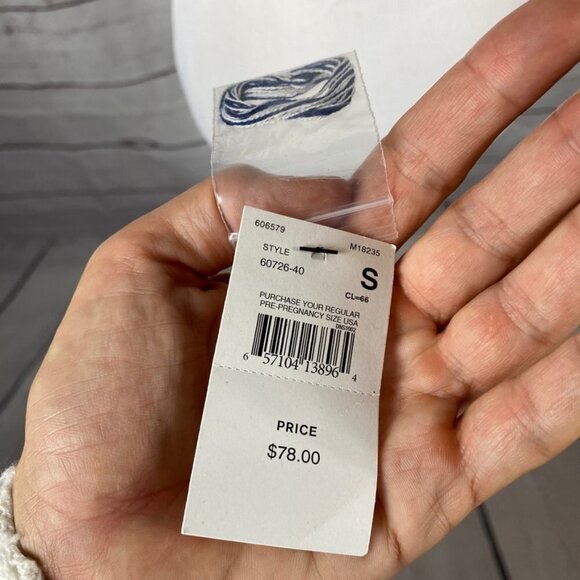 LED Maternity knitted white and blue stripes sleeveless top Sz S - Picture 7 of 7